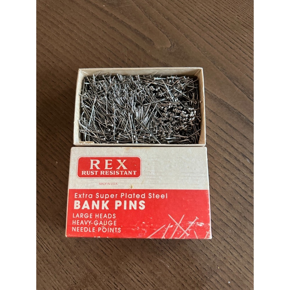 VINTAGE BANKERS' REX RUST Resistant Extra Super Plated Steel Pins Large‎ Head